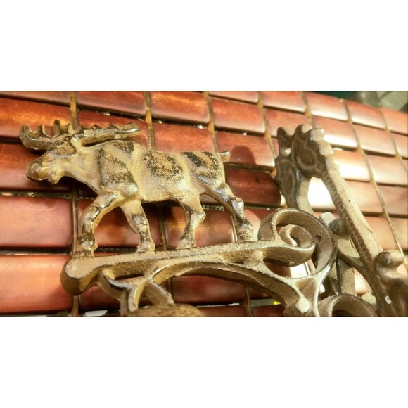 Vintage Cast Iron Moose Hanging Dinner Bell Wall Mounted 12"x6.5" 5" Diameter - Picture 5 of 7